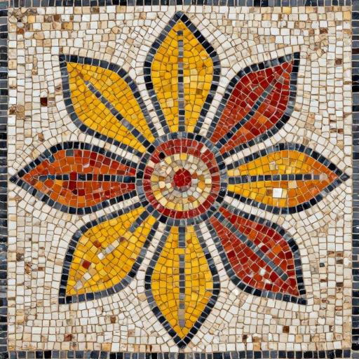 Fern Flower Mosaic Art - Opus Tessellatum Style
