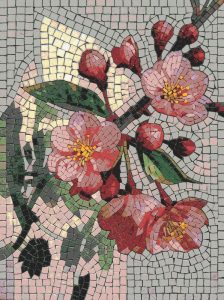 Pink Blossom Mosaic Art – Spring Nature Wall Decor