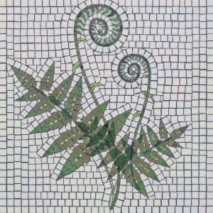 Green Fern Fronds Mosaic Art – 12×12 cm