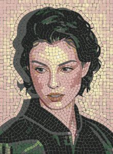 Elegant Woman Mosaic Portrait – Classical AI Style