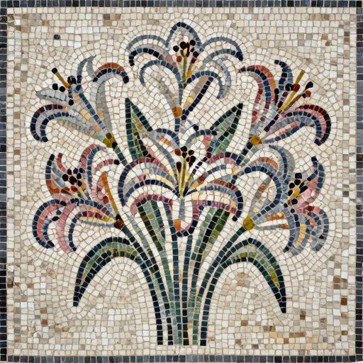 Lily Bouquet Mosaic Art - Opus Tessellatum Style