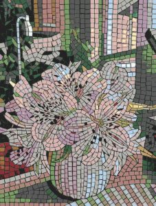 Elegant Pink Lilies Mosaic Art – 60×80 cm