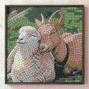 Peaceful Sheep and Goat Mosaic Art