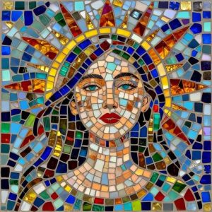 Sun-Dazzled Woman Mosaic Art – Custom Opus Incertum