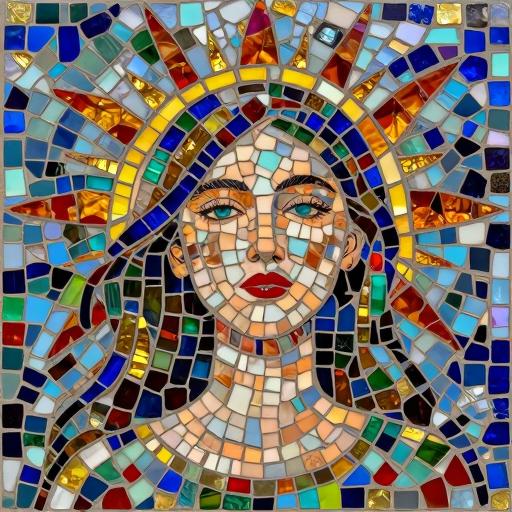 Sun-Dazzled Woman Mosaic Art - Custom Opus Incertum