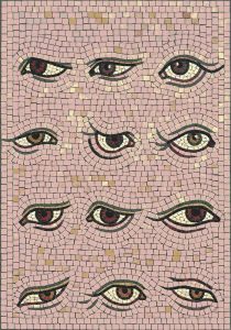 Surreal Mosaic of Twelve Eyes – Classical AI Art