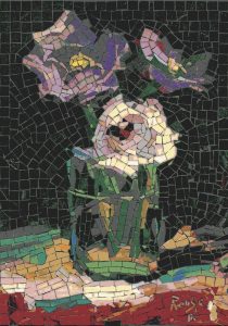 Elegant Floral Mosaic Art – Purple and White Blooms