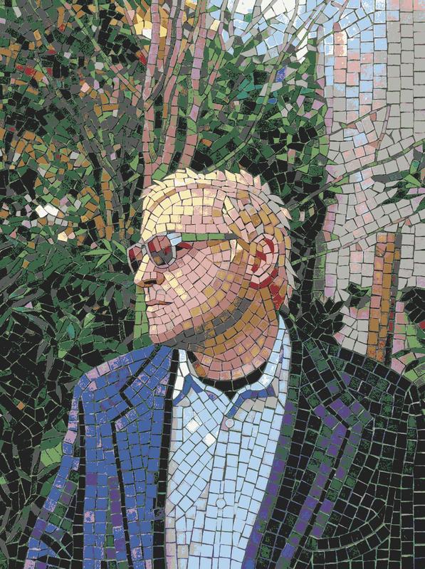 Modern Mosaic Portrait of a Man in Blue Blazer