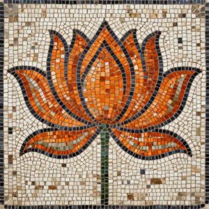 Orange Lotus Mosaic Art – Custom Opus Tessellatum