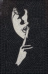 Secret Silence Mosaic Art – Black and White Mask