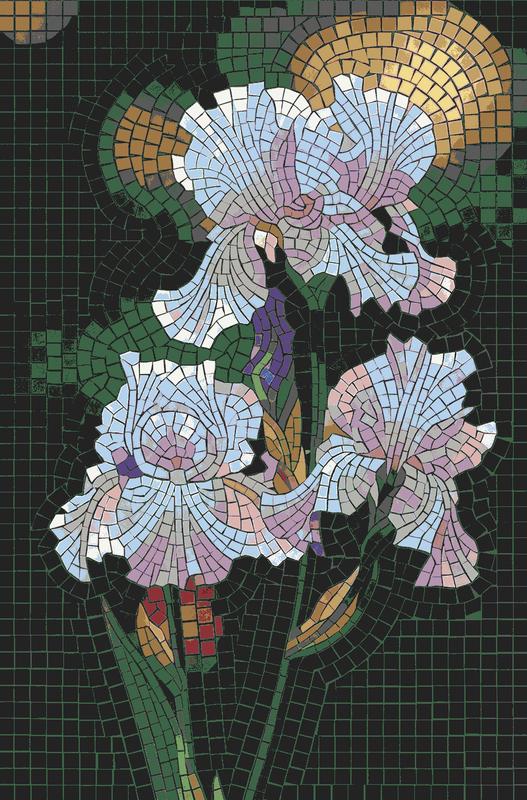 Elegant Iris Flowers Mosaic Art - 20x30 cm