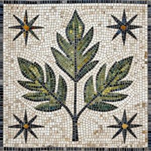 Fern Leaves and Stars Mosaic Art – Opus Tessellatum