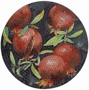 Pomegranate Mosaic Art – Circular Nature Wall Decor
