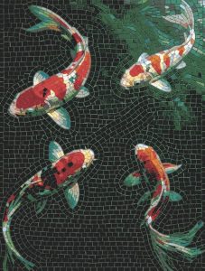 Colorful Koi Fish Mosaic Art – Serene Water Scene