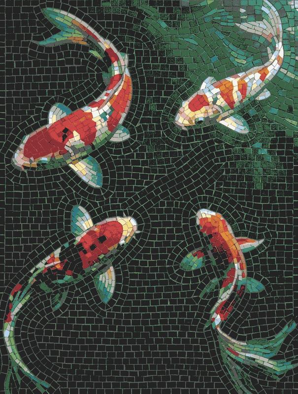 Colorful Koi Fish Mosaic Art - Serene Water Scene