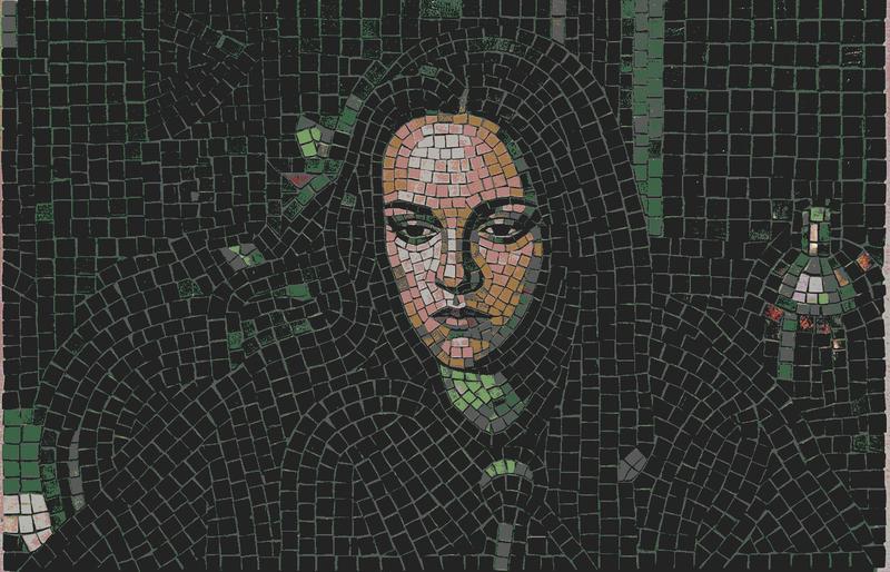 Mysterious Woman Mosaic Portrait - 60x39 cm