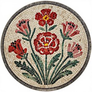 Custom Floral Mosaic Tabletop – Opus Tessellatum Art