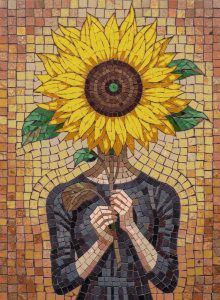 Sunflower Head Surreal Mosaic Art