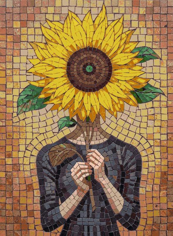 Sunflower Head Surreal Mosaic Art