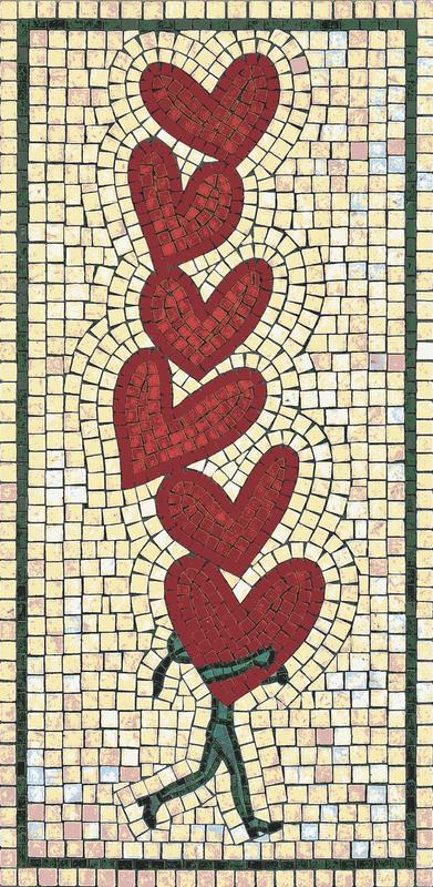 Tower of Love Mosaic Art - Whimsical Heart Sculpture