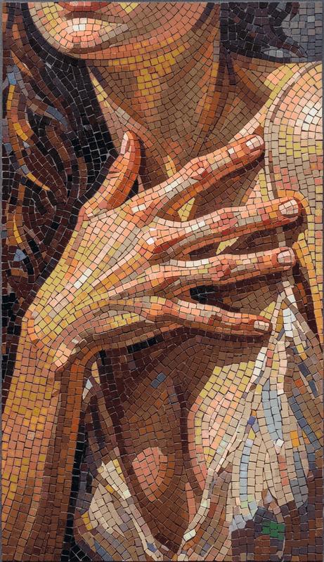 Sensual Mosaic Portrait - Intimate Hand and Chest