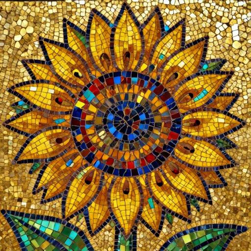 Byzantine Sunflower Mosaic Art - Custom Size