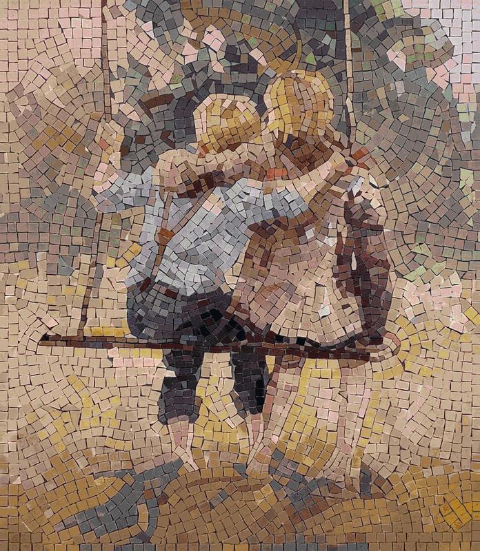 Children on a Swing Mosaic Art