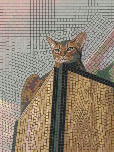 Golden Mosaic Cat Art – Elegant Wall Decor