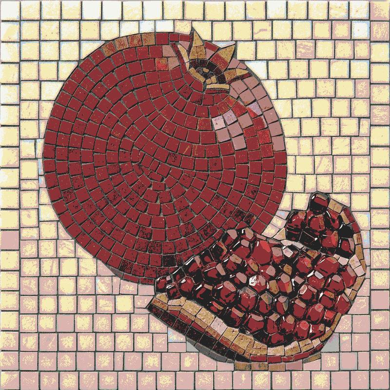 Pomegranate Still Life Mosaic Art - 60x60 cm