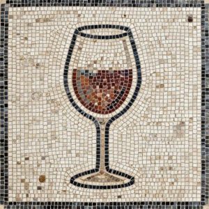 Red Wine Glass Mosaic Art – Opus Tessellatum Style