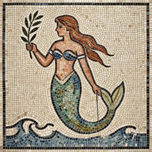 Ancient Greco-Roman Mermaid Mosaic – Symbol of Peace