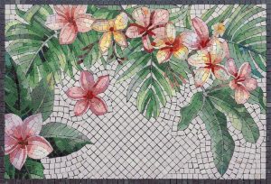 Tropical Plumeria Flowers Mosaic Art