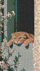 Curious Ginger Cat Mosaic Art