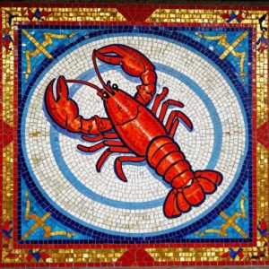 Soviet Style Red Lobster Mosaic Art