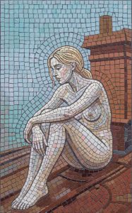 Pensive Woman Mosaic Art – Classical Wall Decor