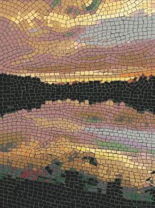 Abstract Golden Horizon Mosaic Art