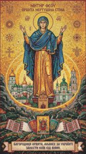 Virgin Mary Orans Mosaic Art – Protector of Ukraine