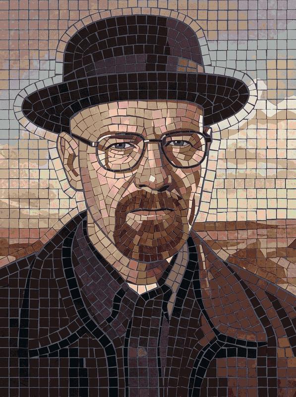 Mosaic Portrait of a Man in a Black Hat