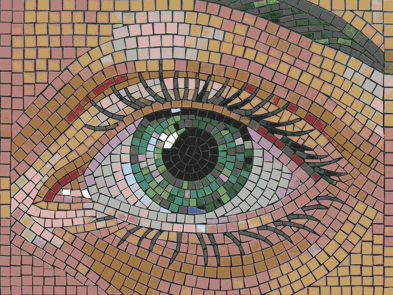 Green Eye Mosaic Art - Detailed Human Gaze