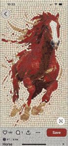 Dynamic Chestnut Horse Mosaic Art – 60×130 cm