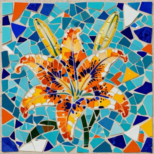 Trencadís Style Lily Flower Mosaic