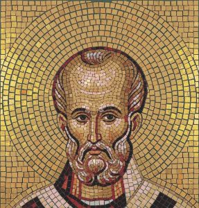 Golden Mosaic Portrait of a Saint