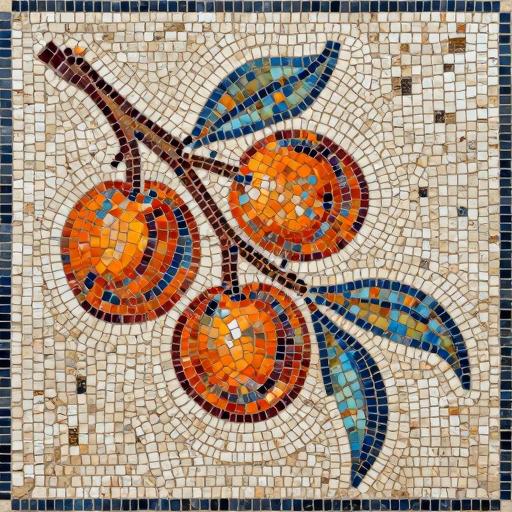 Apricots on a Branch Mosaic Art - Opus Tessellatum