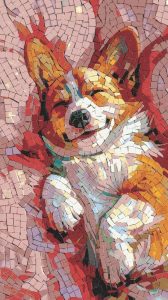 Happy Corgi Mosaic Art – Joyful Dog Portrait