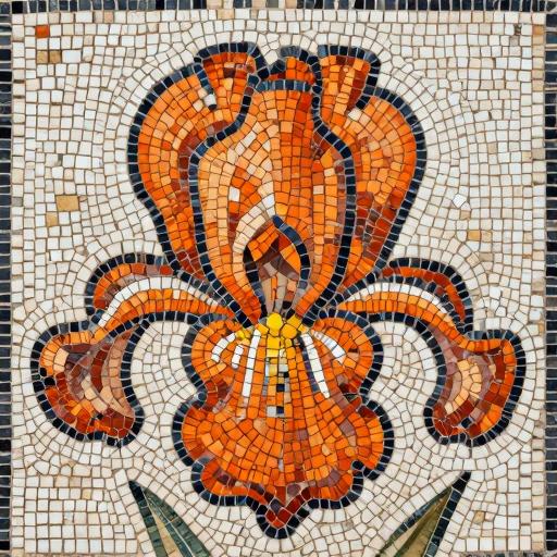 Orange Iris Mosaic Art - Opus Tessellatum