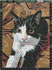 Elegant Tuxedo Cat Mosaic Art – 45×60 cm