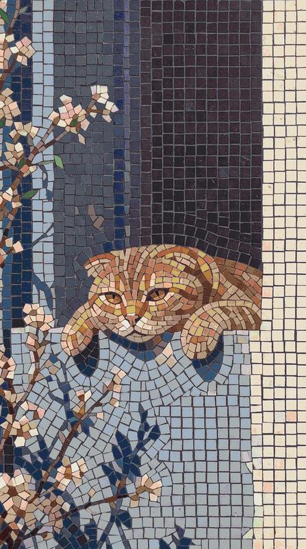 Ginger Cat Mosaic Art - Serene Wall Decor