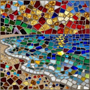 Abstract Sea and Beach Mosaic – Opus Incertum Style