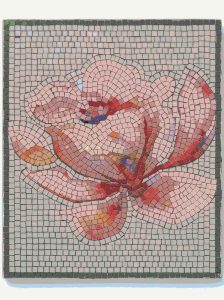 Pink Magnolia Mosaic Art – Elegant Nature Wall Decor