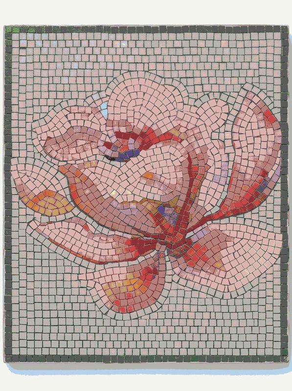 Pink Magnolia Mosaic Art - Elegant Nature Wall Decor